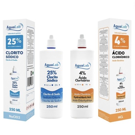 Kit Clorito di Sodio 25% (250 ml) + Attivatore - Acido Cloridrico 4%
